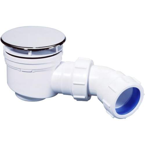 McAlpine douchebaksifon, ST5010-CPB, 90 x 40 mm, met afdekplaat en waterslot 19 mm, PP, wit