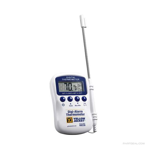 deeltje ondergoed vrijwilliger Yellow Jacket thermometer digitaal, meetbereik van -50°c tot +150°c, met  geheugen en RVS-probe - Wasco