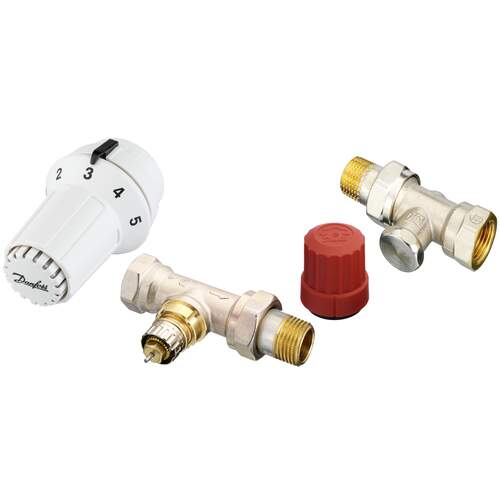 Danfoss Set thermostaatknop RAS-C + Rechte RA-N radiatorafsluiter ...
